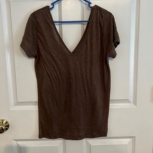 Brown v neck shirt